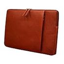 ABYS Genuine Leather 14 Inch Light Brown Laptop Sleeve & Slipcase for Men and Women (8619LB)