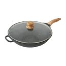 The Pioneer Woman Prairie Signature 14 inch Cast Aluminum Wok, Charcoal Speckle