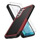 Asuwish Phone Case for Samsung Galaxy S22 Plus 5G with Tempered Glass Screen Protector Cover and Cell Accessories Protective Slim Rugged Dual Layer S22+5G S22plus 22S + S 22 22+ G5 Women Men Red