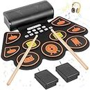 9 Pads Electronic Drum Set,lotmusic Roll Up Pad with Headphone Jack and Built-in Speaker, Drum Practice Pad 10 Hours Playtime,Great Christmas Holiday & Birthday Gifts for Kids Adult