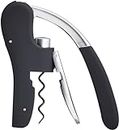 BarCraft Deluxe Corkscrew, Wine Bottle Opener with Built-in Foil Cutter, Black & Chrome