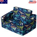 Kids Dino Flip Out Sofa Comfortable Lounging Dino Print Coral Fleece Fabric NEW*