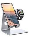 Stand for Apple Watch Phone Holder 2 in 1 : Lamicall Desktop Phone and iWatch Charging Station Dock Stand, Compatible with Apple Watch Series, SE and iPhone, 4-10.5" Cell Phone [Charger Not Included]