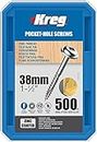 Kreg® Zinc Pocket-hole Vis – 38 mm/3,8 cm, 7 Fine-thread, Maxi-loc ™, 500-count