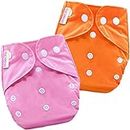 Bembika Baby Pocket Cloth Diapers Reusable Cloth Diapers Washable Adjustable Cloth Diapers One Size Adjustable Reusable (2 Pack) (0-2 Years) (No Inserts Included)
