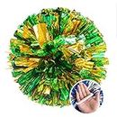 Cheerleading Pom Poms Green and Gold,Cheerleading Flower Balls,Foil Cheerleading Flower Balls,(Pack of 2)