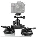 Professional Heavy Duty (20 lbs Load) DSLR Mirorrless Camera Suction Cup Car Mount Camcorder Vehicle Holder w/ 360°Panorama Ball Head + Quick Release Plate Compatible with Nikon Canon Sony RED BM