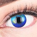 Farbige Blaue Kontaktlinsen Anime Blue Circle Lenses Heroes Of Cosplay Stark Deckend Ohne Stärke mit gratis Linsenbehälter