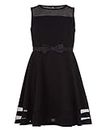 Calvin Klein Girls' Sleeveless Party Dress, Fit and Flare Silhouette, Round Neckline & Back Zip Closure, Black, 8