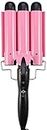 Ausale Curling Iron 3 Barrel Hair Waver Stylish Fast Heating Hair Curlers Temperature Adjustable Ceramic Beach Waver Hair Curlers New Hair Styling Tools (Pink) (32mm)
