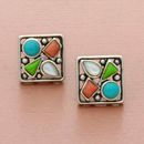 ❗️CLEARANCE❗️qvc sterling silver turquoise mother of pearl square post earrings