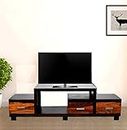 UNITEK Furniture Solid Sheesham Wood Multipurpose TV Entertainment Unit Cabinet with Storage for Home Living Room Wooden Furniture for Hall Office Décor (Dark Walnut Finish)