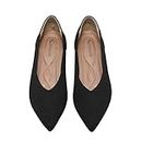 Semwiss Women's Ballet Flats Comfortable Casual Dressy Shoes,Work Flats Office Shoes Pointed Toe Leopard Flats Black Size 10