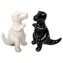 Luciano Housewares, Kitchen Essential Cute Novelty Porcelain T-Rex Salt and Pepper Shakers Set, 2.75 x 3.25 inches, Black and White