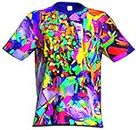 aofmoka Herren-T-Shirt mit UV-fluoreszierendem Druck, handgefertigt, Neon-Schwarzlicht, reaktives Drucken, Gesichtsmaske, XL