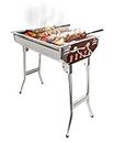 IBELL Ca-11 Foldable Stainless Steel Charcoal Barbecue And Tandoor Grill Barbeque Stand For Outdoor Picnic Camping And Travel, Free Standing