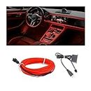 HIPOPY EL Wire Interior Car LED Strip Lights, USB Auto Neon Light Strip with Sewing Edge, 16FT Electroluminescent Car Ambient Lighting Kits with Fuse Protection, Car Decoration Accessories (Red/16FT)
