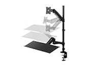 Monoprice Articulating Gas Spring Sit Stand Monitor and Keyboard Riser Desk Mount - Black, 26 Inch Table Top Workstation | Easy to Use, Compatible with Most Desks