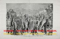 India Agra Fort Thakur Raja Elephant Parade Huge Double-Folio 1876 Antique Print
