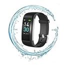 Fitness Tracker with Blood Pressure Heart Rate Sleep Monitor, Waterproof Activity Tracker Health Watch, Step Calorie Counter Pedometer for Men and Women for Android and iOS Smartphone (Black)