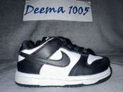 Toddler Nike Dunk Low Shoes Black/White ‘Panda’ CW1589 100 - Size 6C