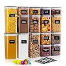 Feshory 16 Pack Airtight Food Storage Containers Set for Kitchen & Organisation - Pantry Storage Organiser, Cereal Storage Containers with 100% Leak-Proof Lids Ideal for Dry and Wet Food