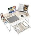 Cooper Mega Table Plus - Premium XXL 65 x 49 cm Extra Large Lap Desk w/Book Stand | Multifunctional Folding Laptop Stand for Bed, Laptop Desk for Bed, Laptop Bed Tray, Floor Desk (White Oak)