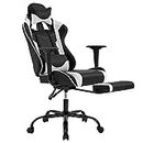 BestOffice Ergonomic Office Chair PC Gaming Chair Cheap Desk Chair Executive PU Leather Computer Chair Lumbar Support with Footrest Modern Task Rolling Swivel Chair for Women, Men(White)