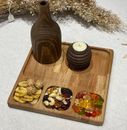 Various Handmade Square Wooden Serving Trays Dining Entertaining Snacks Jigsaw