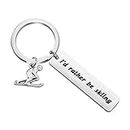 Gzrlyf I'd Rather be Skiing Keychain Funny Skiing Gifts for Skier Ski Lovers Ski Coach Gift (Keychain)