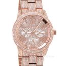 Michael Kors Womens Bradshaw Pave Glitz Watch Rose Gold Stainless Steel Crystals
