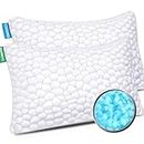 Cooling Bed Pillows for Sleeping 2 Pack Shredded Memory Foam Pillows Adjustable Cool Pillow for Side Back Stomach Sleepers - Luxury Gel Pillows Queen Size Set of 2 with Washable Removable Cover
