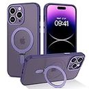 DUEDUE Magnetic Case for iPhone 14 Pro Max Compatible with MagSafe, Magnetic Kickstand iPhone 14 Pro Max Case Cover Military Grade Hard Phone Cases for iPhone 14 Pro Max 6.7 Inch, Deep Purple