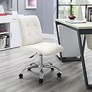 Bhumika Overseas Height-Adjustable Faux-Leather Office Study Desk Chair for Salon, Spa, Bar, Medical, Kitchen, Doctor in White Color
