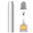 LIAN Travel Perfume Atomizer Refillable Spray Bottle Portable Empty Cologne Dispenser Refill Scent Pump Case Fill from Bottom 5ml Mini Pocket Size for Traveling and Outgoing （Matte Silver）