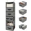 GRANNY SAYS Hanging Closet Organizer 6 Shelves, Closet Organization and Storage with 5 Different Drawers, 6 Side Pockets Wardrobe Clothes Organizer for Closet, Gray, 1-Pack