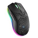 Wireless Gaming Mouse, Computer Mouse with Honeycomb Case, 11 RGB Chroma Backlight, 3400 DPI, 6 Programmed Buttons, USB Receiver, Energy Saving, Wireless Mouse for PC/Mac/Black