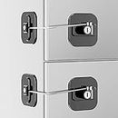 Refrigerator Door Locks，2 PCS Fridge Lock with 4 Keys and Strong Adhesive Child Safety Locks Set for Appliances Kitchen Cabinets Fridge Door Refrigerator Cabinet Drawer（Black 2Pack）