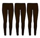 Bonjour® - 3 Pack Girls Leggings - Dance Gym PE Leggings Stretchy - 95% Cotton - Ages 5-13 (Black, 11-12 yrs)