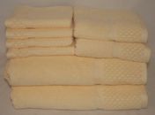 Juego de toallas de baño Hotel ocho piezas amarillo liso 100 % algodón nuevo