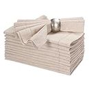 BEDDING CRAFT Set of 12 Linen Flax Cotton Cloth Dinner Napkin 18x18 Natural with Hemstitched - Perfect for Wedding, Dinner, Parties and Table Decorations