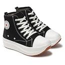 Earth Step Women Casual Stylish High Neck Canvas Sneakers Black