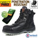 Canura Safety Work Boots Side Zip Anti Penetration 8602 Steel Toe Cap Black Shoe
