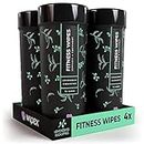 Wipex Fitness Equipment Wipes | Use as Gym Wipes for Equipment, Yoga Mat Cleaner, Peloton Bike Cleaner, Exercise Machine Wipes | Lemongrass, Eucalyptus, 75 Natural Wipes per Canister (4pk, 300 Wipes)