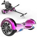 HITWAY 6.5” Hoverboards with Hoverkart, Hoverboards Bluetooth with Go kart, Smart Powerful Motor with LED Indicator, Gift for Kids