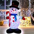 1.52m Christmas Inflatable White Snowman with LED Lights Decoration,Cute Gentleman Snowman Hold a Cane Christmas Indoor Outdoor Blow up Decoration-WM-21