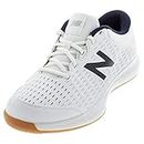 New Balance Men's 696v4 Hard Court Tennis Shoe, White/Navy, 11 D US