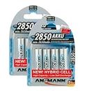 Ansmann AA 2850 Hybrid High Capacity, Low Discharge Rechargeable Batteries 8-Pack