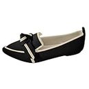 bailarinas con soporte para el arco 2024 Fall Women's Flats Knit Fabric Lightweight Dressy Shoes Washable Elegant Pointed-Toe lace-up Bow Shoes Ballet Shoes Black 6
