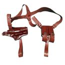 Colt 1911 Leather Horizontal Shoulder Holster with double magazine_DEFECTED
